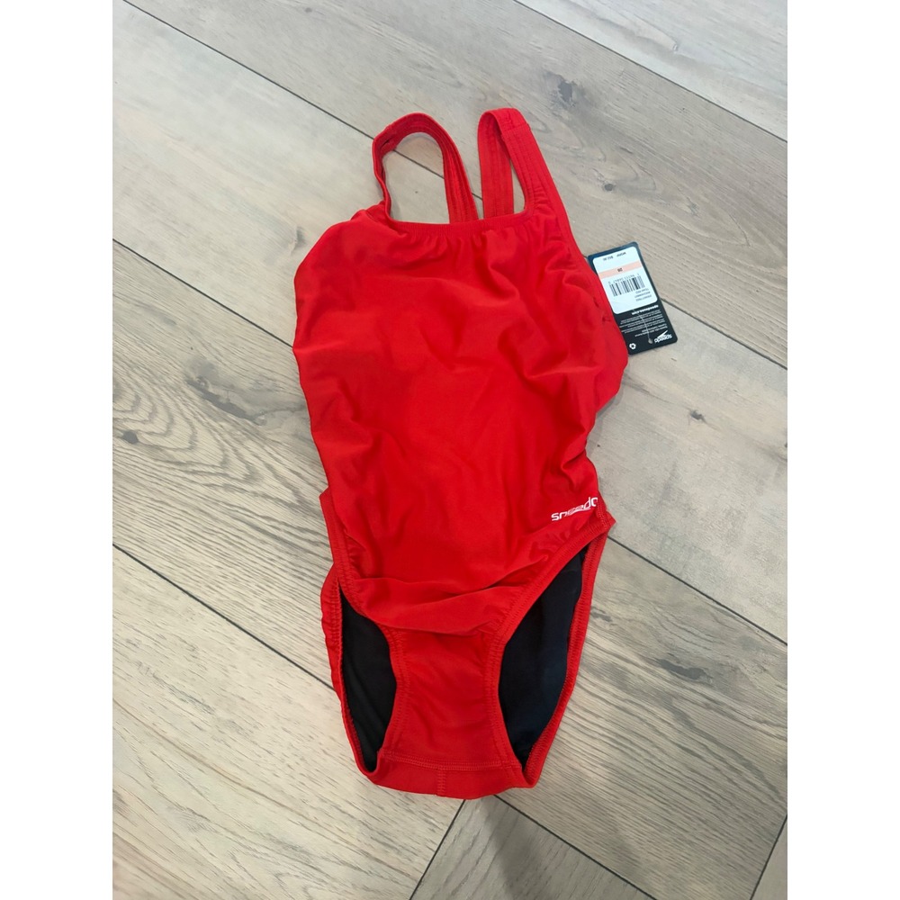 Speedo Womens Red One Piece Racerback Training Swimsuit Size 28 8-002406601